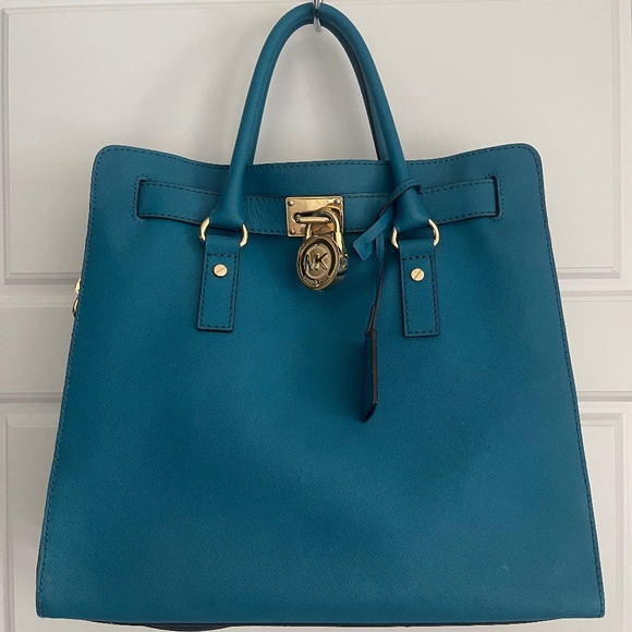 Michael Kors Large Hamilton Tote in Teal Saffiano Leather - Picture 1 of 2